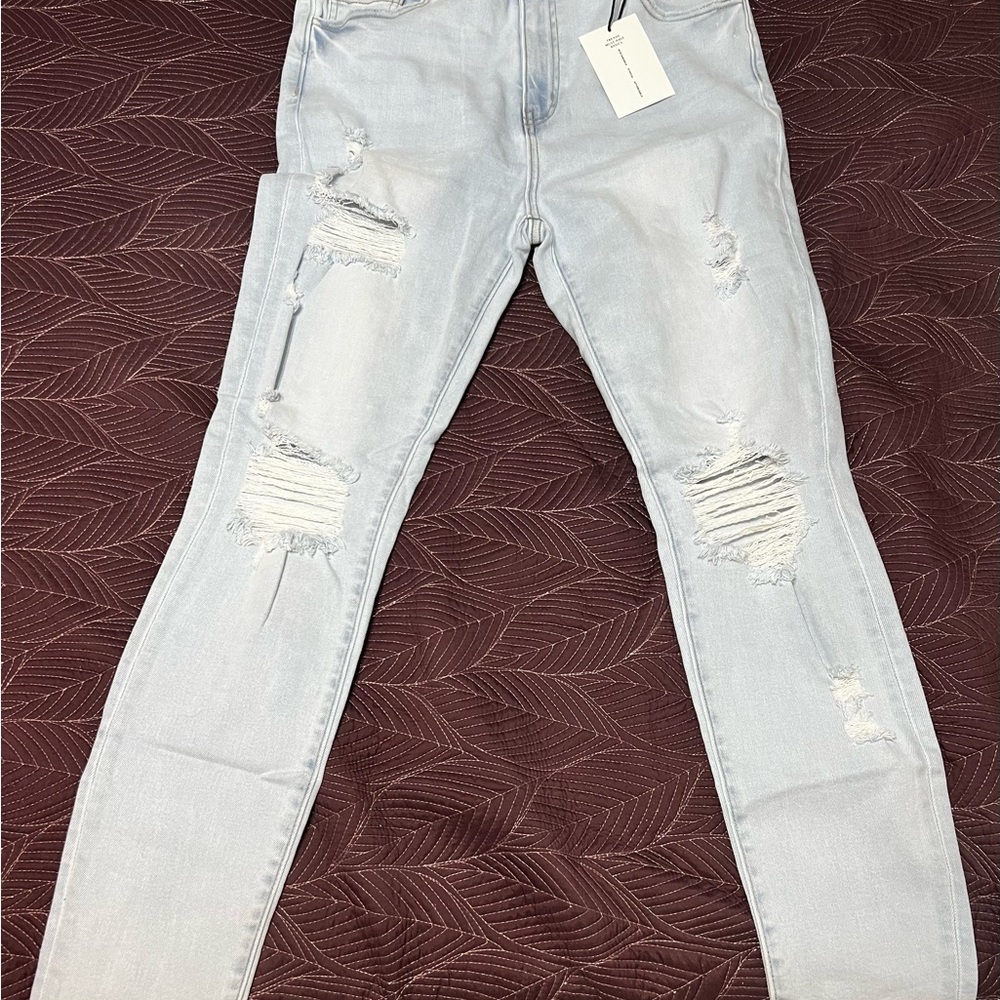 Zenana Outfitters Light Wash Distressed Skinny Jeans